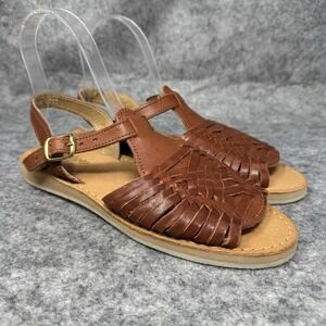 Macarena Collection Huarache Sandals Women Size 8.5-9 Leather Mexican Brown Boho